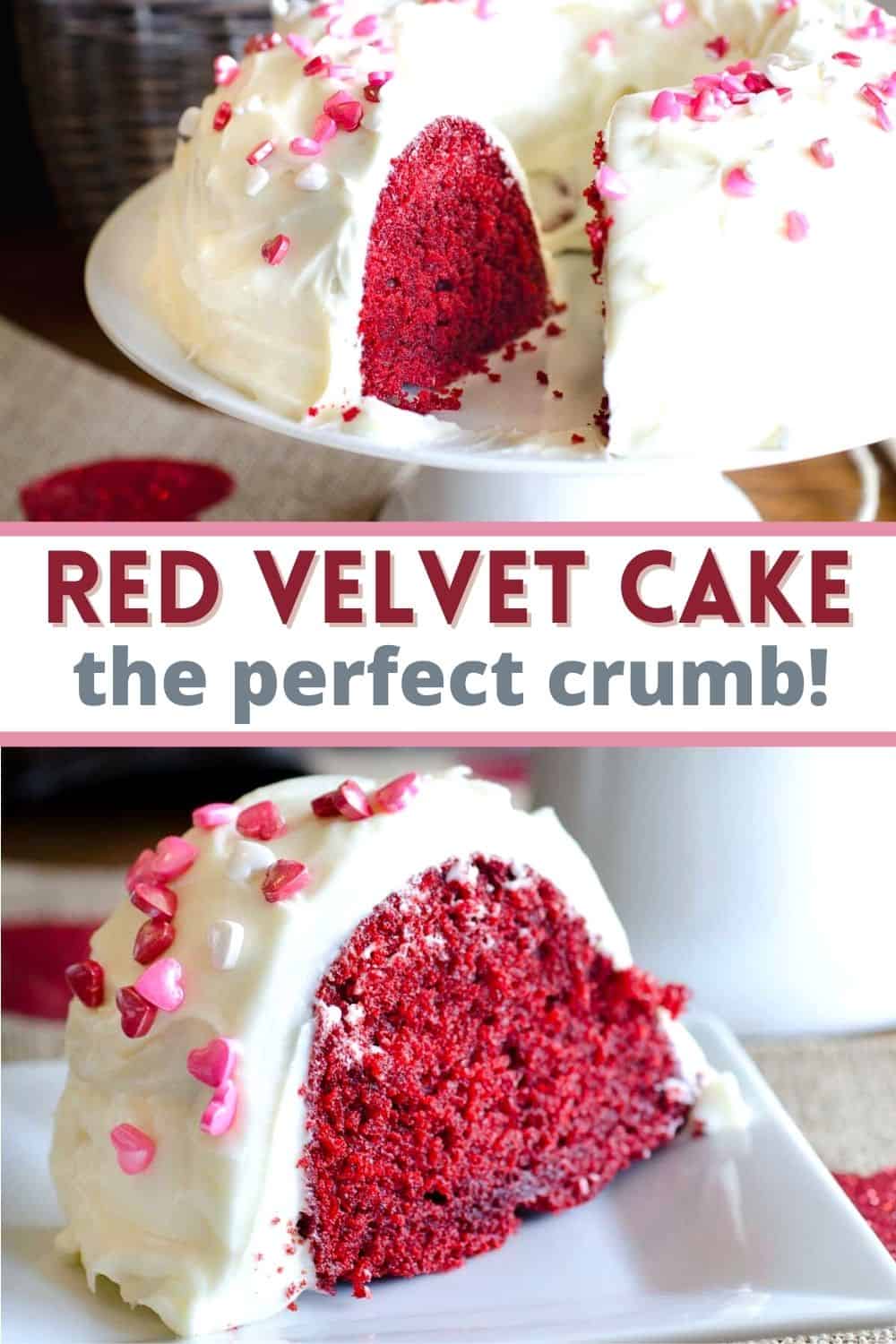 This easy red velvet cake recipe is made from scratch. A bundt cake that is tender and moist with the perfect crumb to each slice!