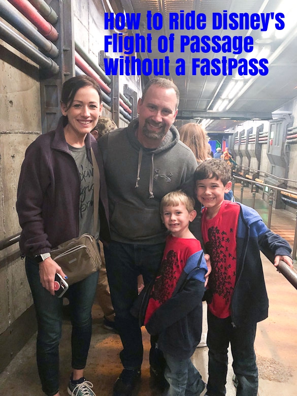 Title photo for tips to ride Flight of Passage with Disney family photo.