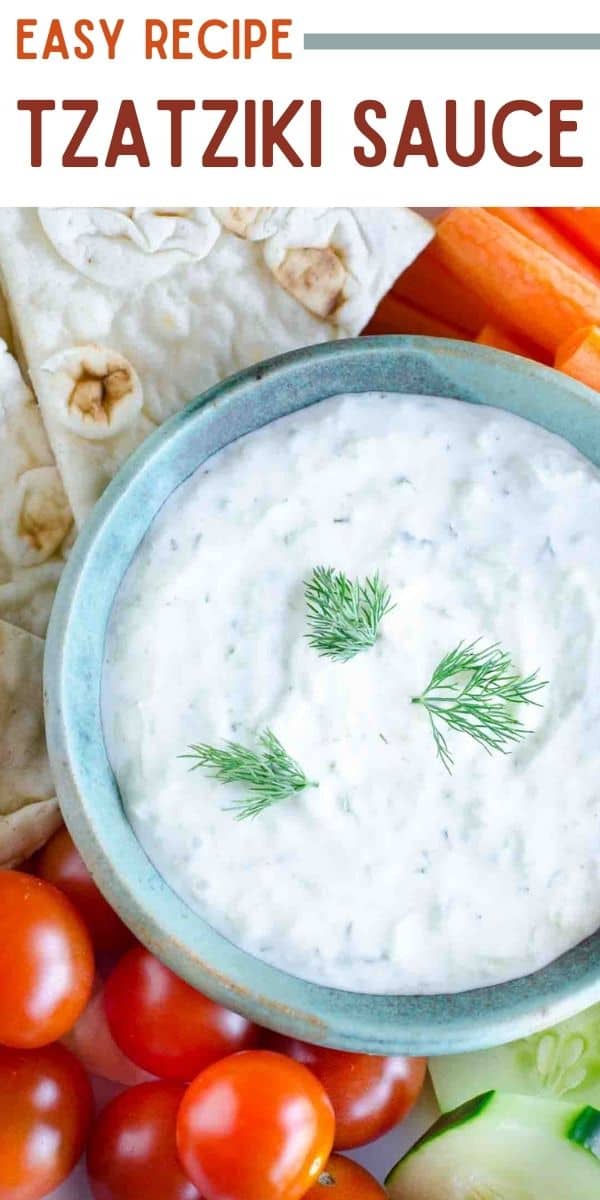 Tzatziki sauce is perfect with any Greek or Middle Eastern food.  Pour over meats and wraps or use as a dip with pita and veggies!