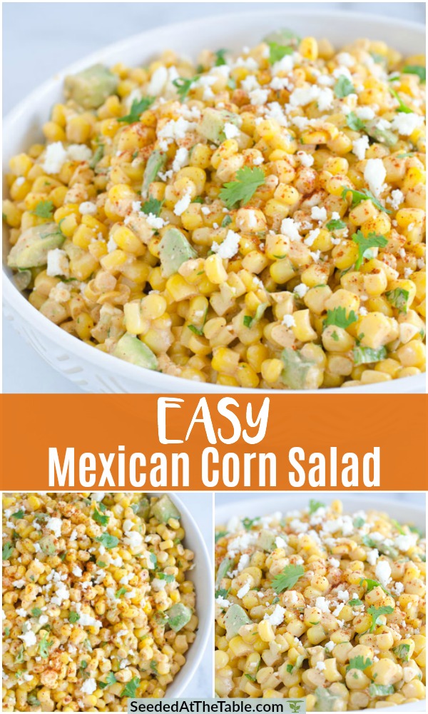 collage of corn salad with mexican flavors