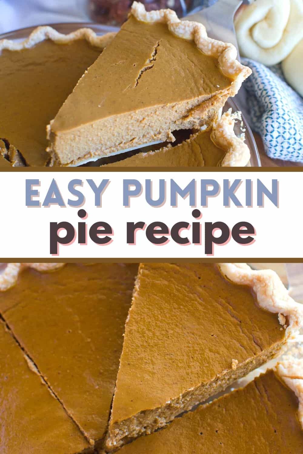This easy pumpkin pie recipe is better than Libby's pumpkin pie!  No need to pre-bake the refrigerated pie crust, which means this pie comes together very quickly.