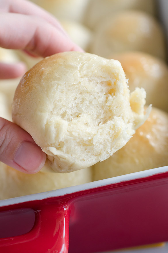 quick yeast rolls out of a pan