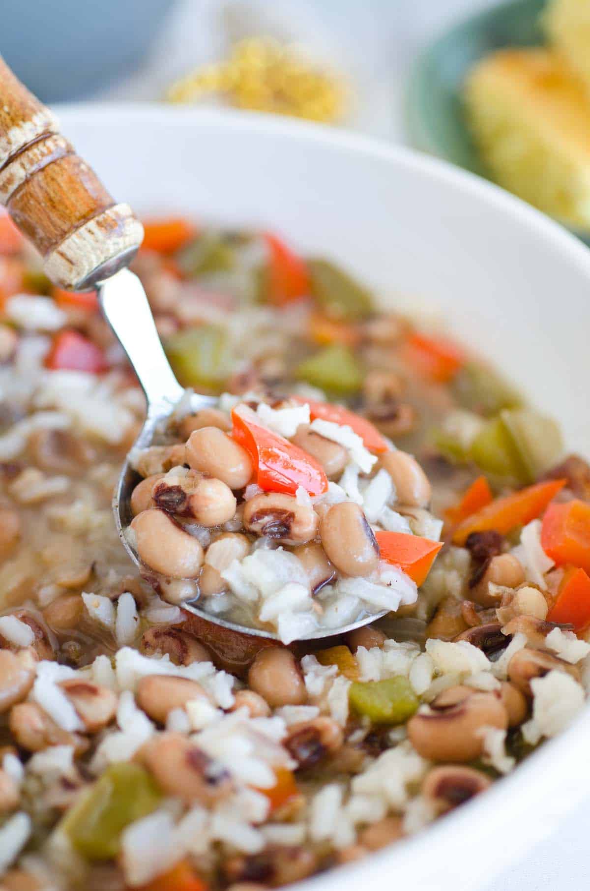spoonful of black eyed pea soup