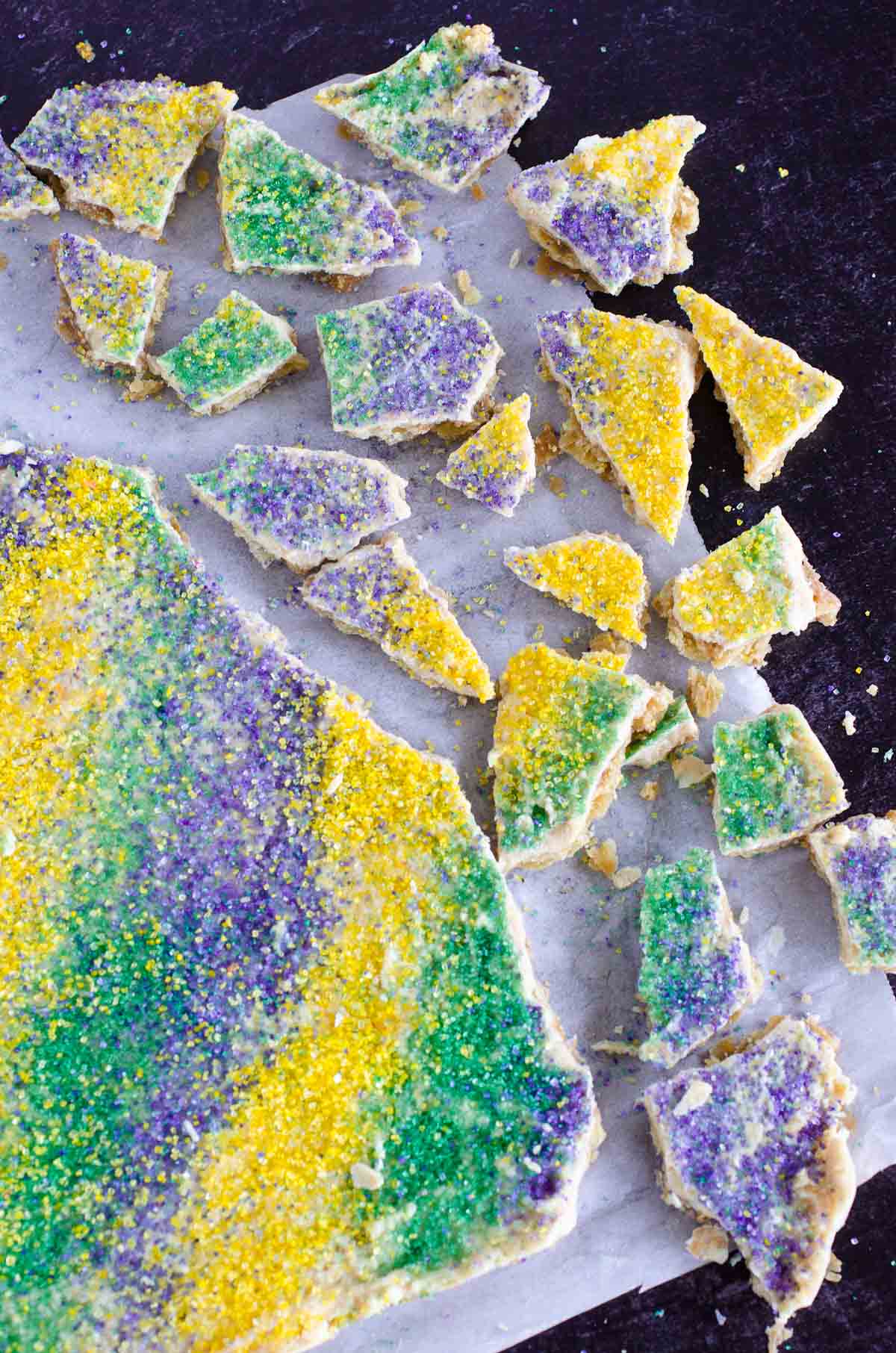 cracker candy with yellow green and purples sprinkles
