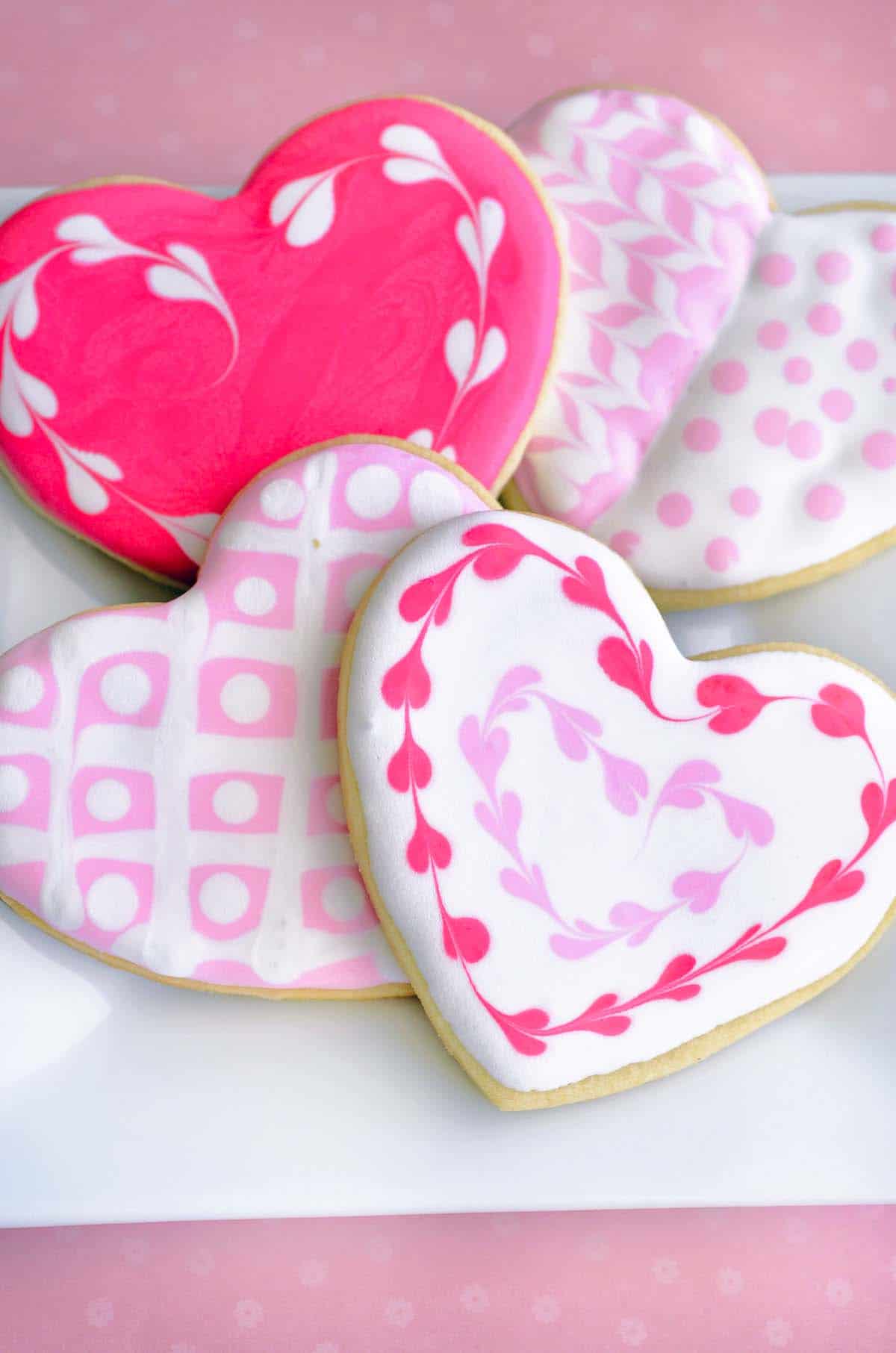 heart shaped valentine cookies with royal icing