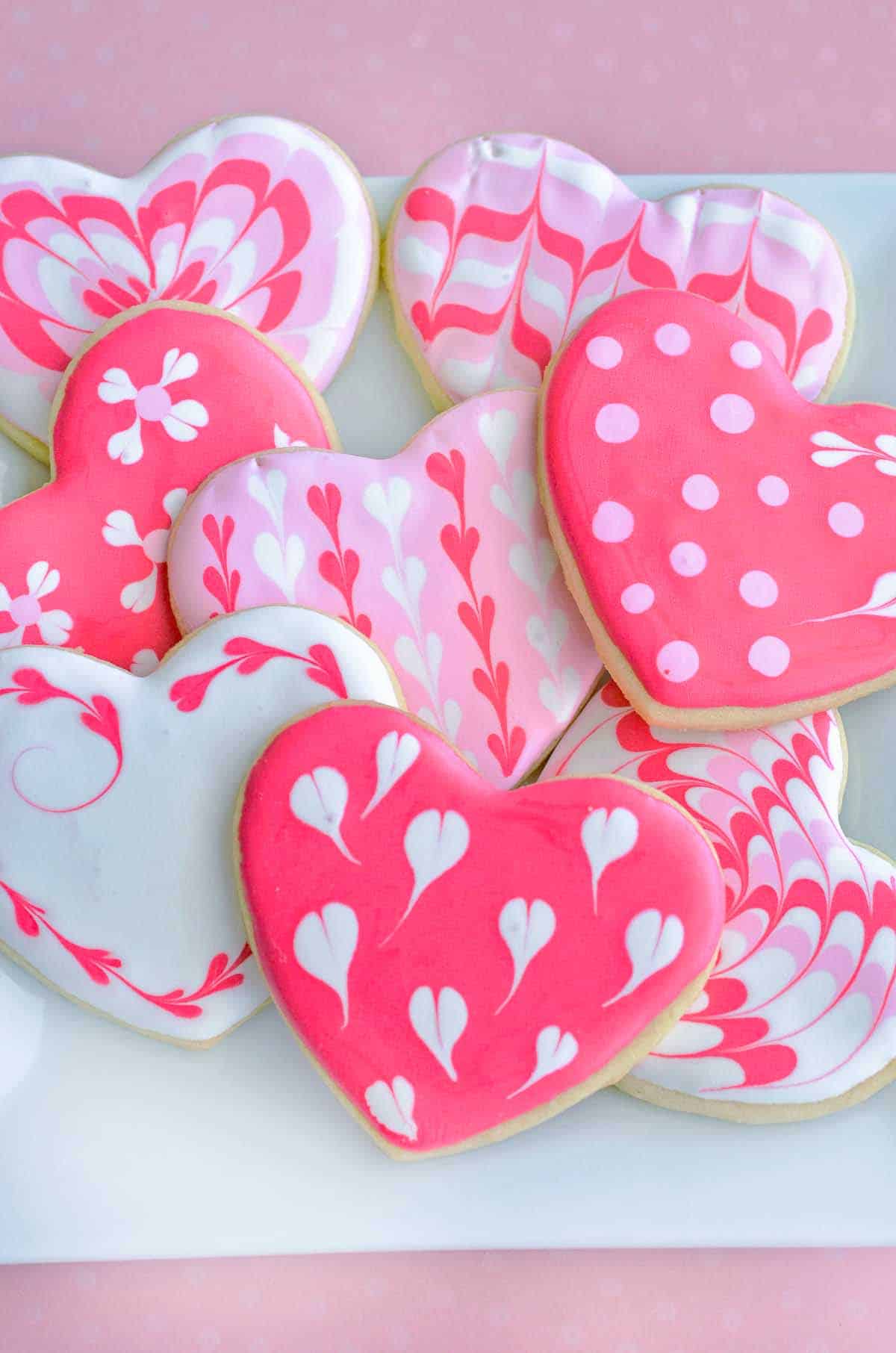 heart shaped cookies decorated for valentines day