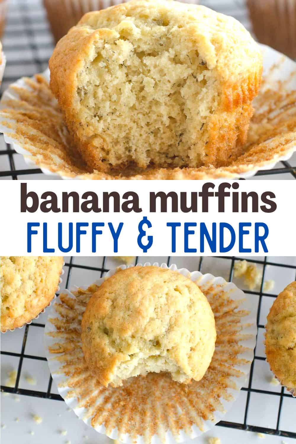 Fluffy and moist banana muffins. Everyone asks for this recipe! These banana muffins are a family favorite!