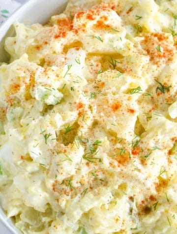 close up of potato salad