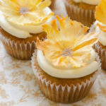 cupcake with pineapple flower topper
