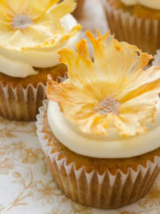 cupcake with pineapple flower topper