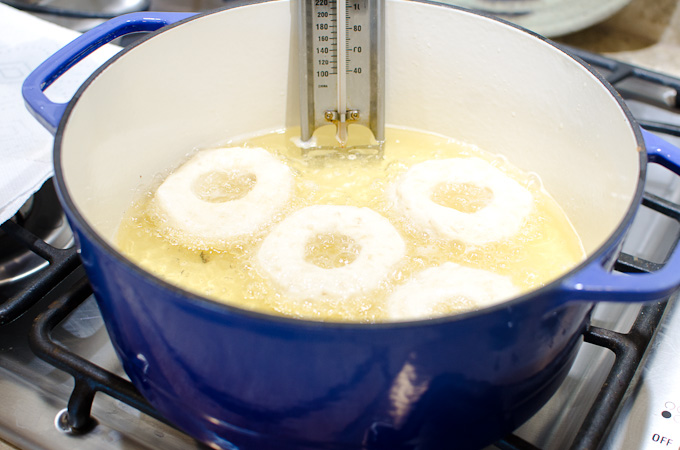 donuts frying in hot oil