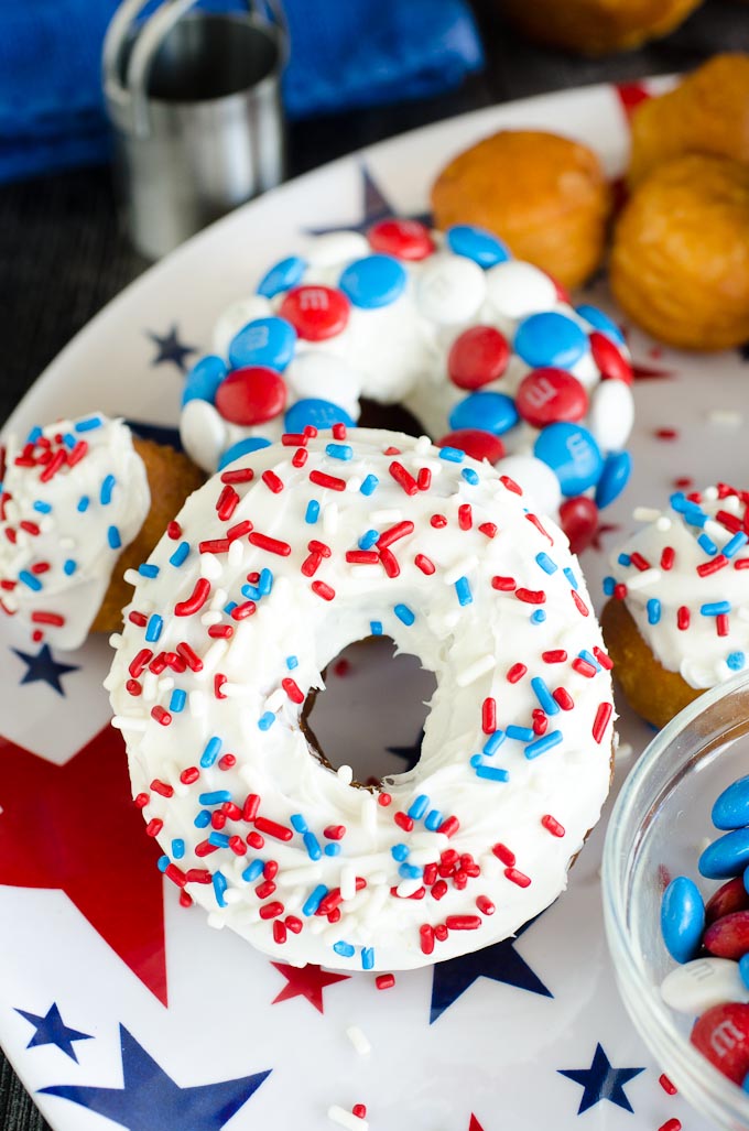 red white and blue sprinkle donuts