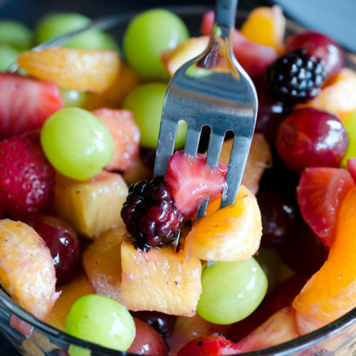 Easy Fruit Salad Recipe (with a citrus vanilla dressing)