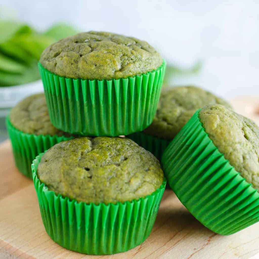 Spinach Muffins (Green Banana Muffins) Kids call them HULK muffins!