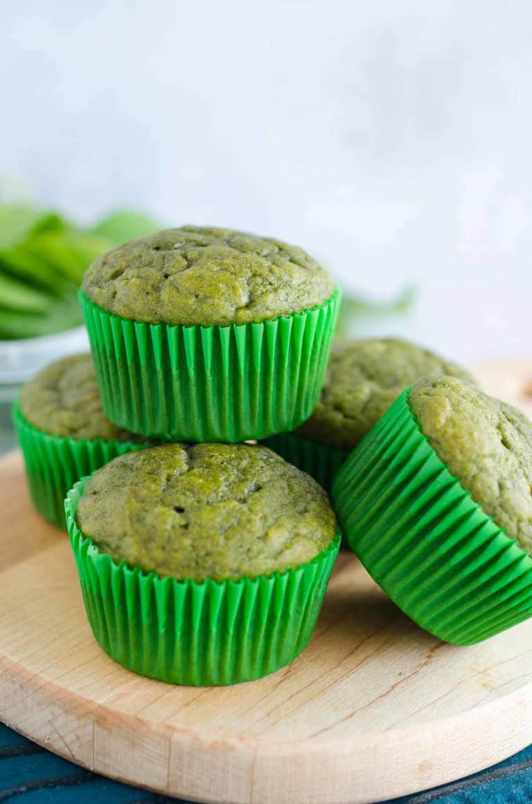 Spinach Muffins (Green Banana Muffins) Kids call them HULK muffins!