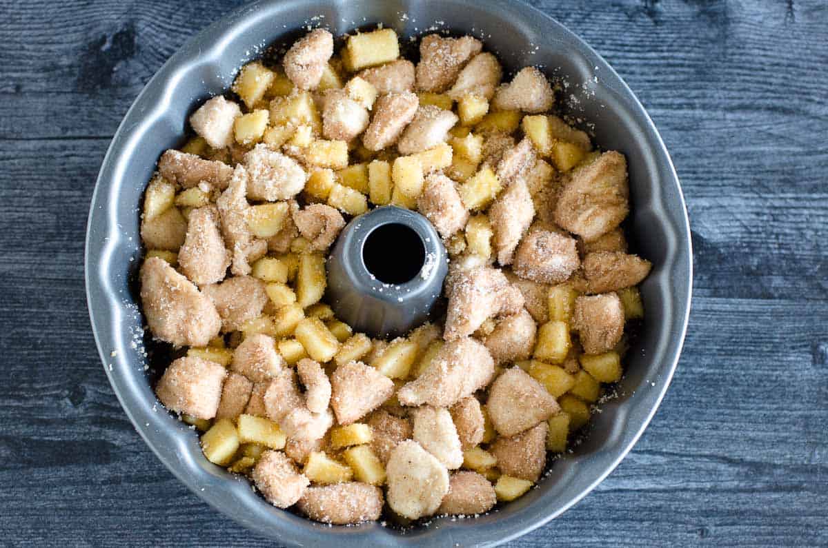 biscuits and apple cinnamon in bundt pan
