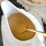 turkey gravy recipe in a turkey bowl with spoon
