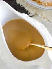 turkey gravy recipe in a turkey bowl with spoon