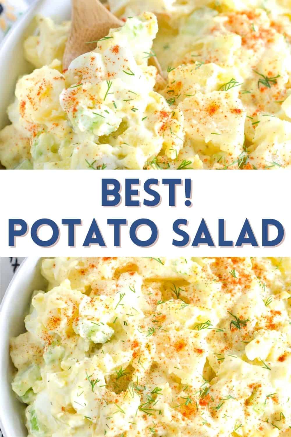 The best potato salad recipe! This is our favorite potato salad with eggs, celery, onion, pickle relish and a creamy dressing.