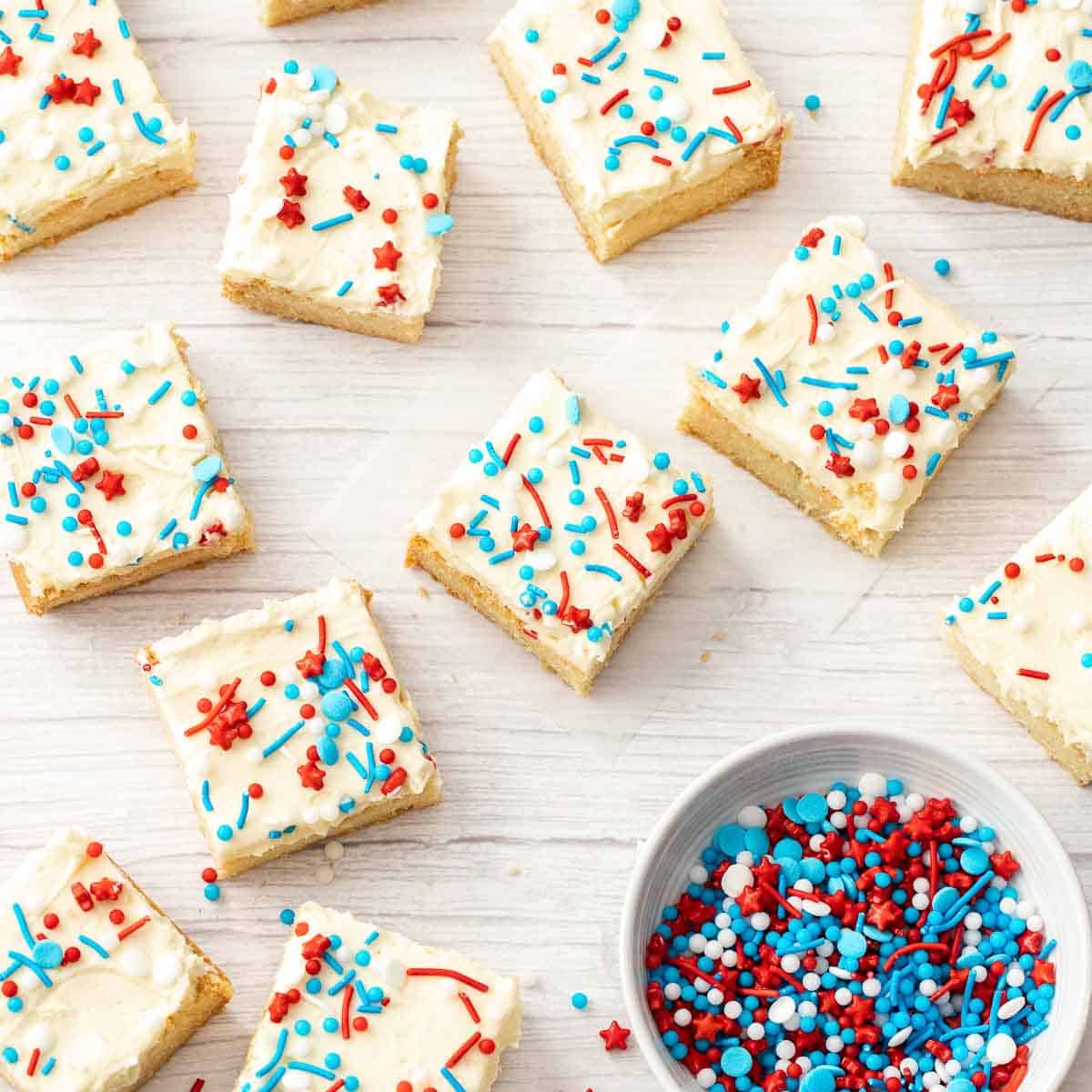 Red White and Blue Cookies - Easy Frosted Sugar Cookie Bars!