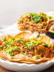 slice of taco pie out of pie plate