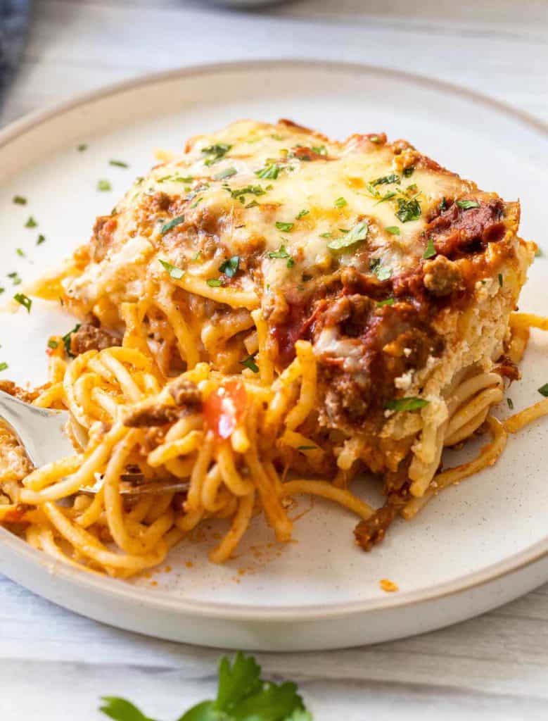 Baked Spaghetti - Easy comfort meal for you or to bring a family in need.