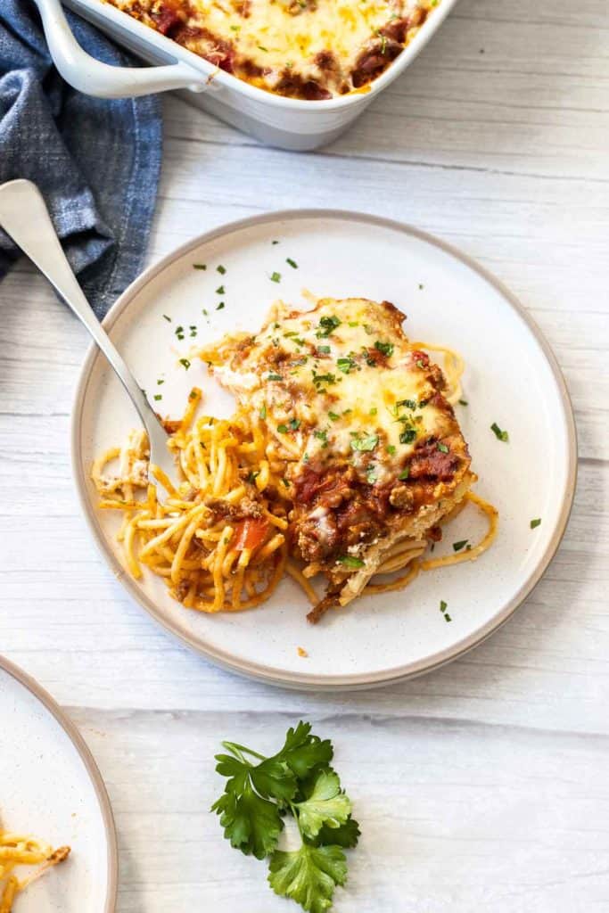 Baked Spaghetti - Easy comfort meal for you or to bring a family in need.