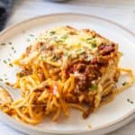 baked spaghetti on a plate