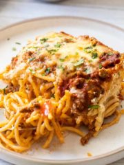 baked spaghetti on a plate