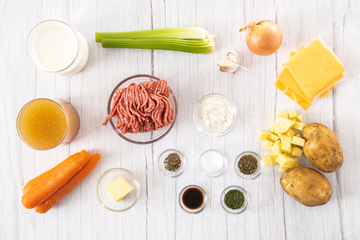 ingredients for cheeseburger soup