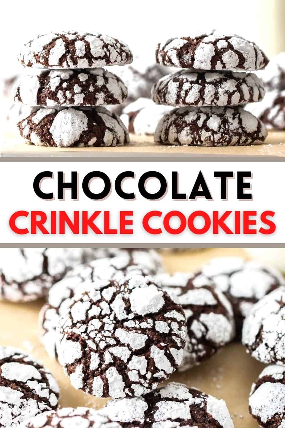 Chocolate crinkle cookies are fudgy like brownies and SO very easy. Coated with powdered sugar, these give the perfect crinkle! The best chocolate Christmas cookies!
