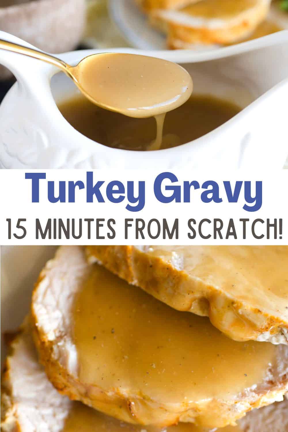 This turkey gravy is made from scratch in 15 minutes! Full of flavor from turkey drippings, this is the BEST turkey gravy recipe. Don't have pan drippings? Use chicken stock instead!