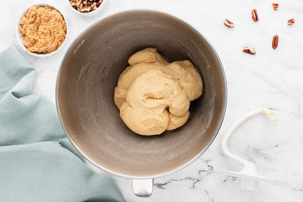 dough in mixing bowl