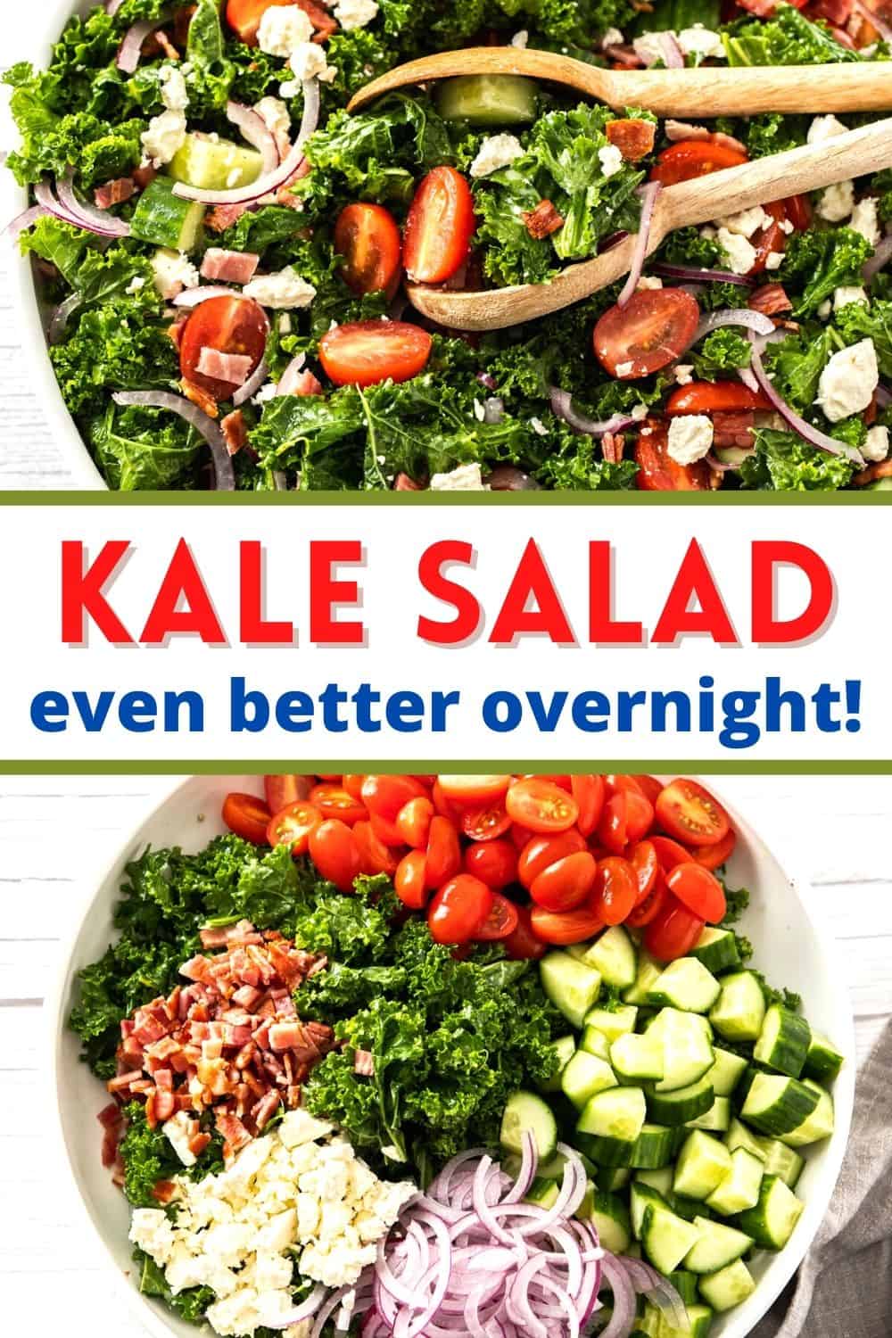 This loaded kale salad is even better after it refrigerates overnight! Serve as a side or add protein for a main dish.