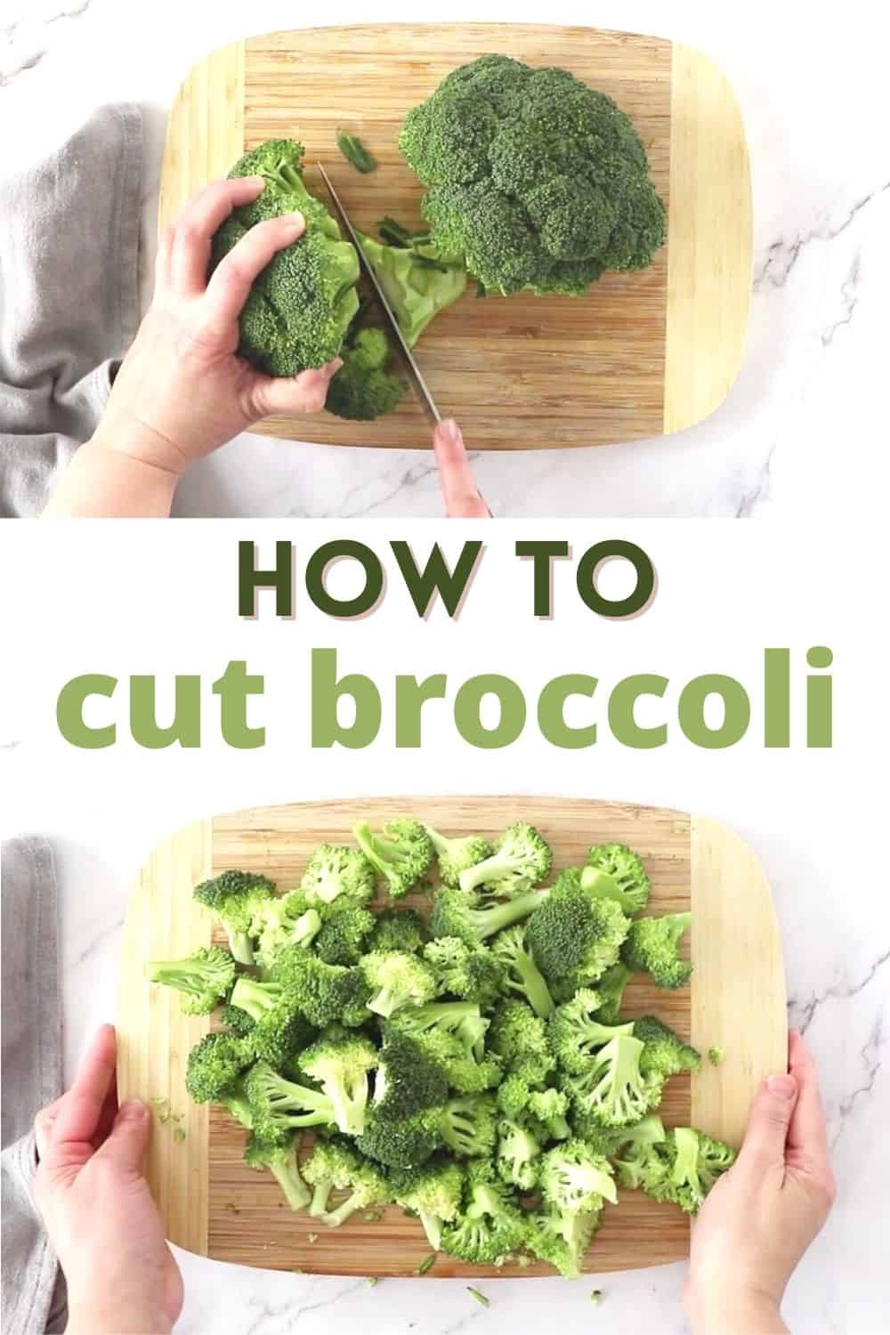 Easy instructions on how to cut broccoli into florets. The best method for cutting broccoli. Use this step by step for your favorite broccoli recipes!