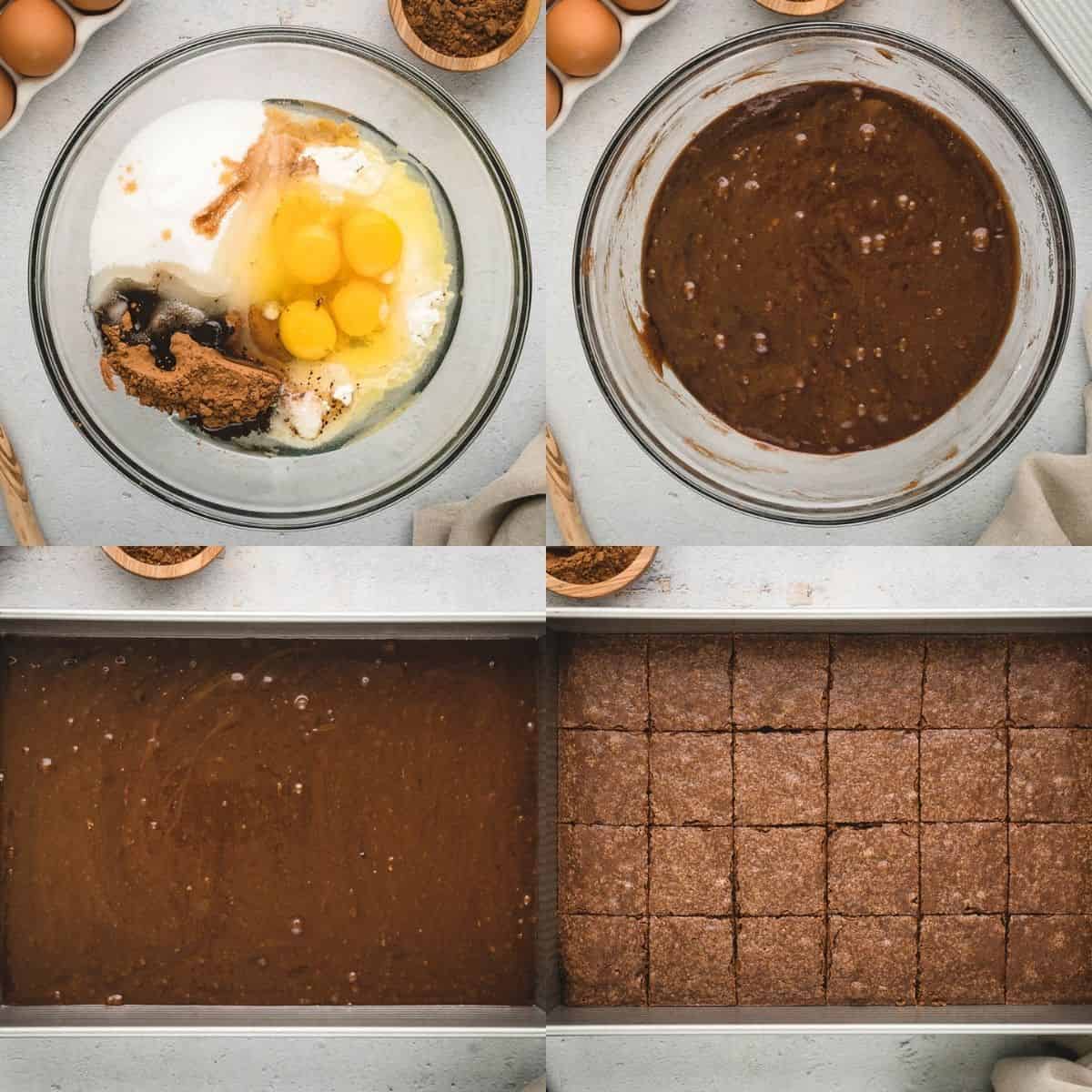photo instruction collage for how to make brownies