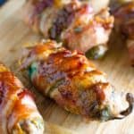 grilled jalapeno wrapped with bacon and glazed with bbq sauce