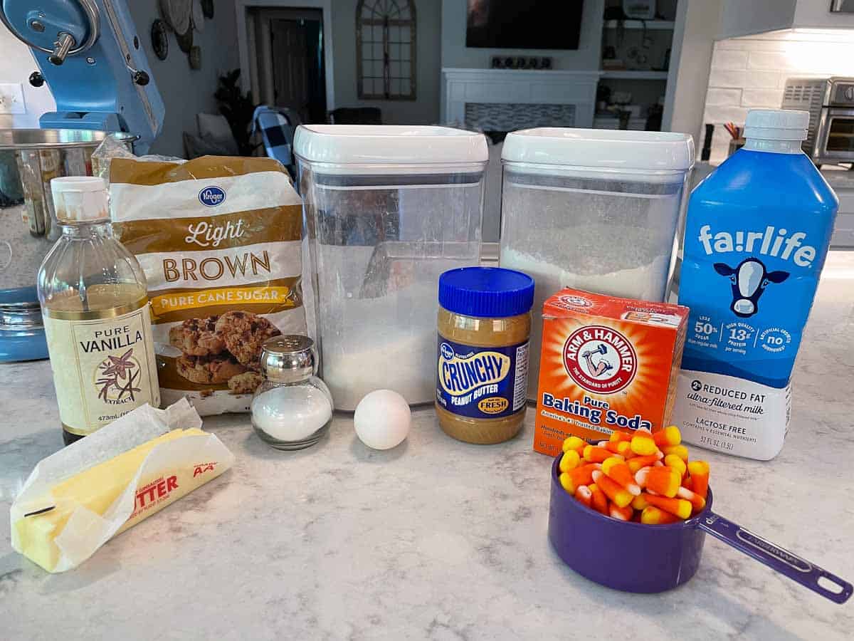 ingredients to make candy corn cookies