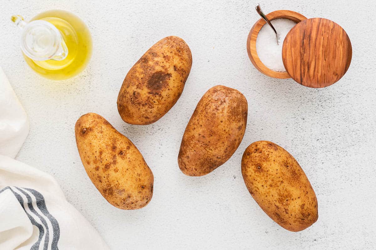russet potatoes and salt and olive oil
