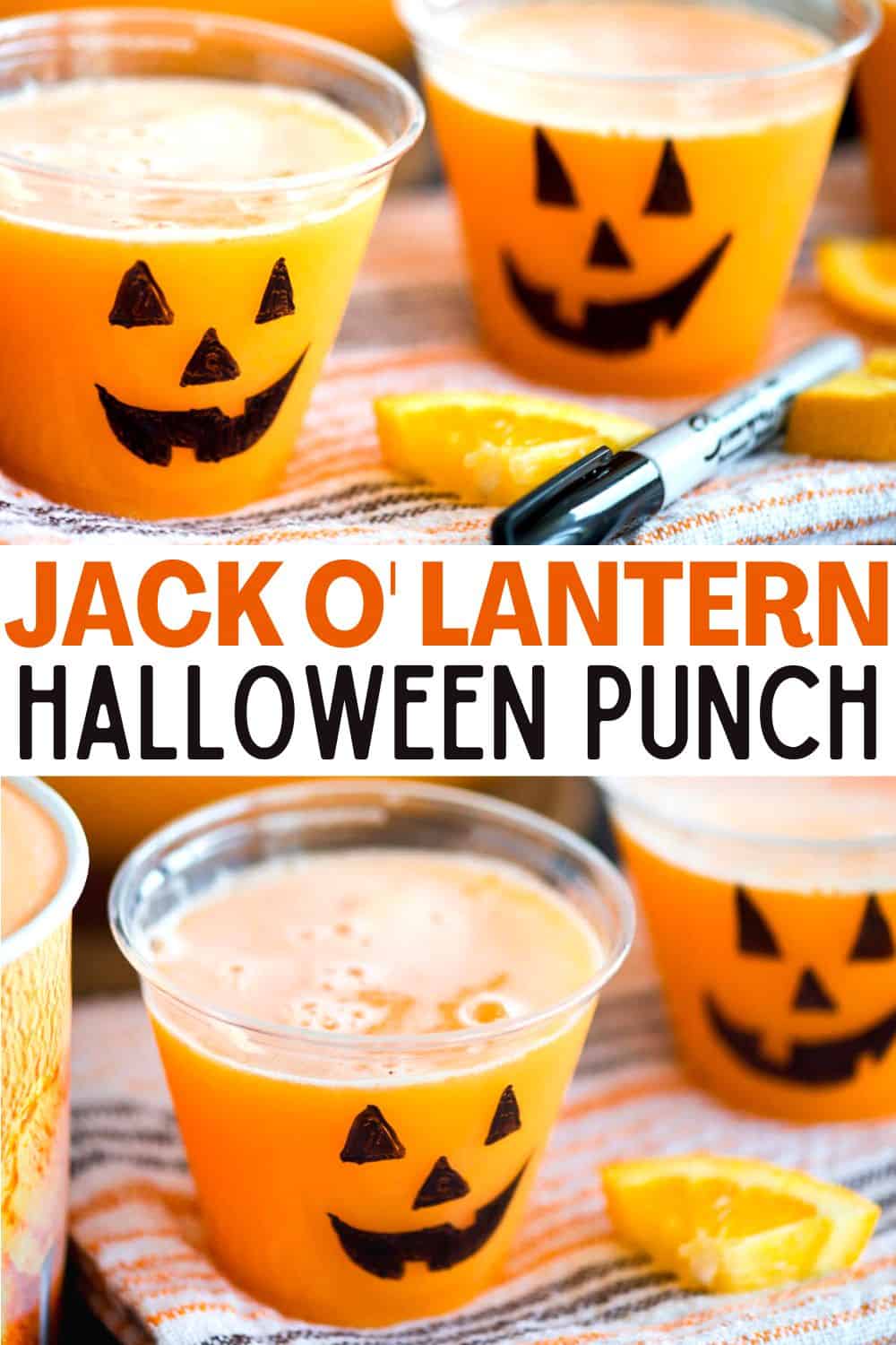 This fizzy, kid-friendly, non-alcoholic Halloween punch is simply made of fruit juice, soda, and orange sherbet. Ready in just minutes!