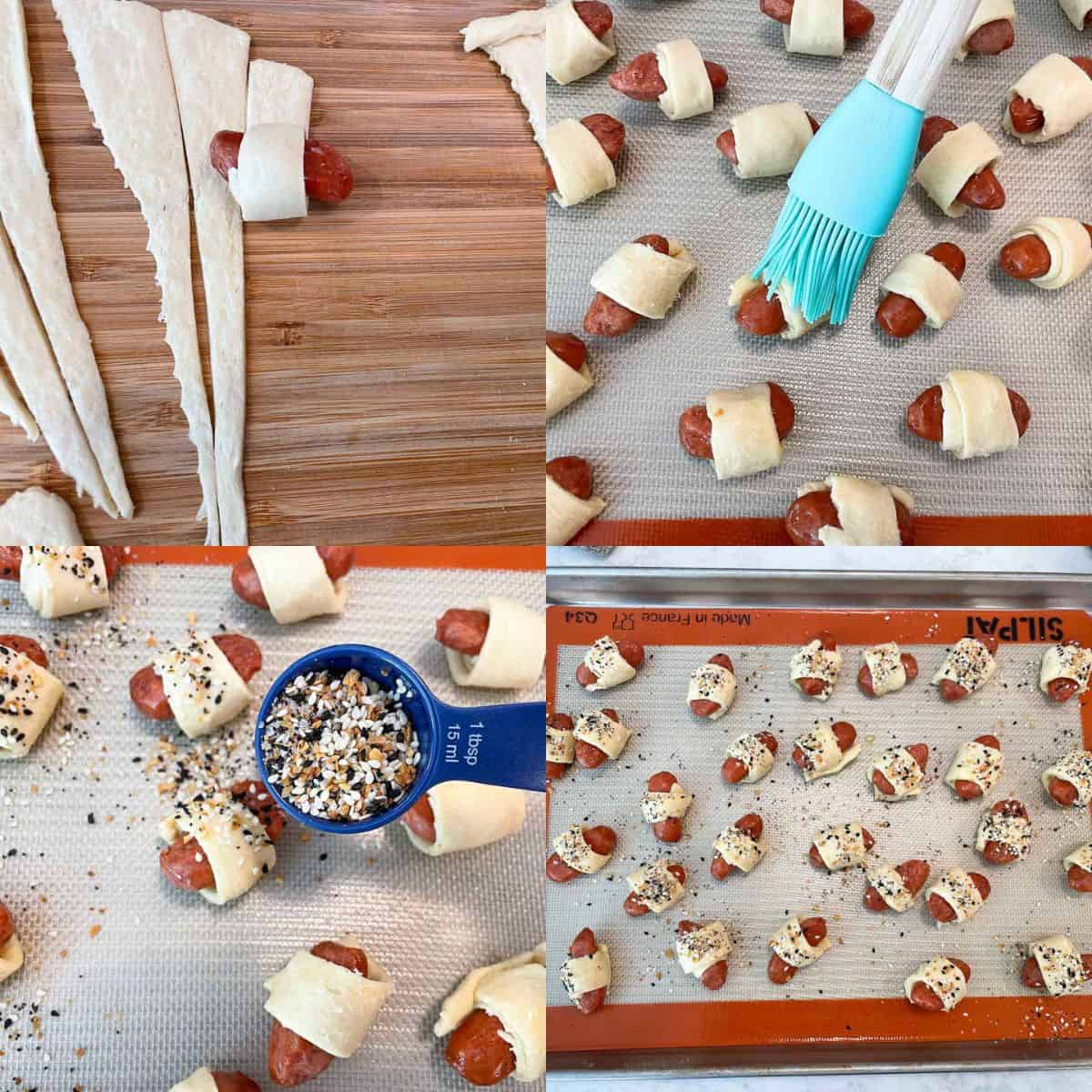 photo instructions on how to make everything bagel pigs in a blanket