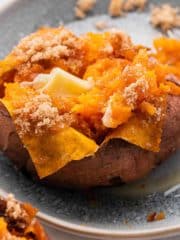fluffy baked potato with butter