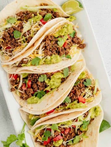plate of ground beef tacos