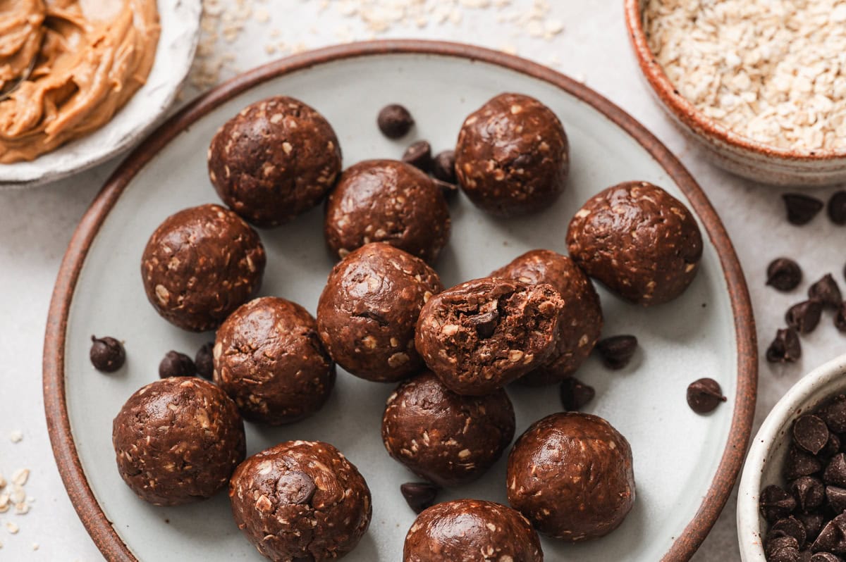 double chocolate chip peanut butter protein balls